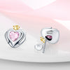 Wholesale S925 Sterling Silver Heart Shaped Wings Crown Earrings With Electroplating For Women