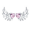 Wholesale S925 Sterling Silver Heart Shaped Wings Crown Earrings With Electroplating For Women