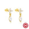 Wholesale S925 Sterling Silver Heart Water Drop Earrings With Geometric Pattern And Zirconia Processing