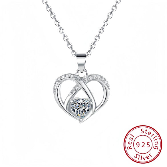 Wholesale S925 Sterling Silver Heartshaped Collarbone Necklace Fashionable Temperament Light Luxury