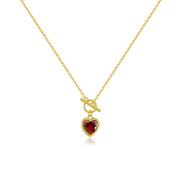 Wholesale S925 Sterling Silver Heartshaped Lucky Stone Necklace With Fashion Ot Buckle And Retro Design Electroplated With Platinum Or 18K Gold For Women