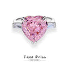 Wholesale S925 Sterling Silver Heartshaped Ring With Pink High Carbon Diamond For Women
