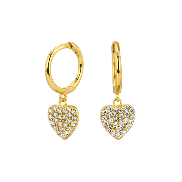 Wholesale S925 Sterling Silver Heartshaped Sweet Style Earrings Plated Real Gold Colorretaining Jewelry