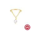 Wholesale S925 Sterling Silver Heartshaped Tassel Diamond Chain Adjustable Ring With Electroplating And Real Gold Plating For Women