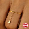 Wholesale S925 Sterling Silver Heartshaped Tassel Diamond Chain Adjustable Ring With Electroplating And Real Gold Plating For Women