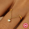 Wholesale S925 Sterling Silver Heartshaped Tassel Diamond Chain Adjustable Ring With Electroplating And Real Gold Plating For Women