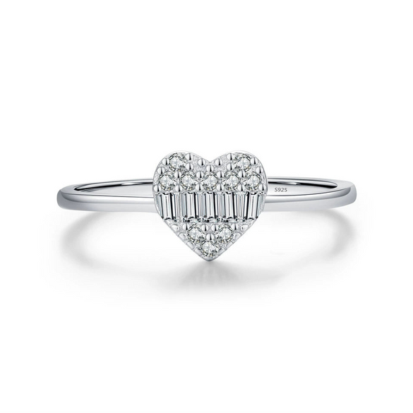 Wholesale S925 Sterling Silver Heartshaped Zircon Inlaid Ring For Women Simple And Versatile Style