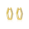 Wholesale S925 Sterling Silver Hexagonal Electroplated Platinum 18K Gold Zircon Earrings Retro Classic Style