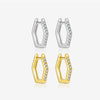 Wholesale S925 Sterling Silver Hexagonal Electroplated Platinum 18K Gold Zircon Earrings Retro Classic Style