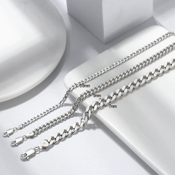 Wholesale S925 Sterling Silver Hip Hop Cuban Chain Bracelet With Geometric Design And Electroplating