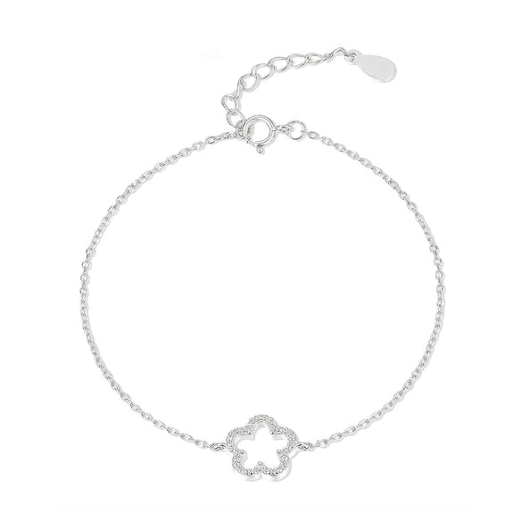 Wholesale S925 Sterling Silver Hollow Flower Bracelet With Zircon Fresh Sweet Retro Elegant High End Design Diamond Treatment Process