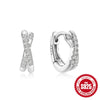 Wholesale S925 Sterling Silver Hollow Geometric Double Layer Cross Water Drop Heart Shaped Inlaid Zircon Earrings For Women
