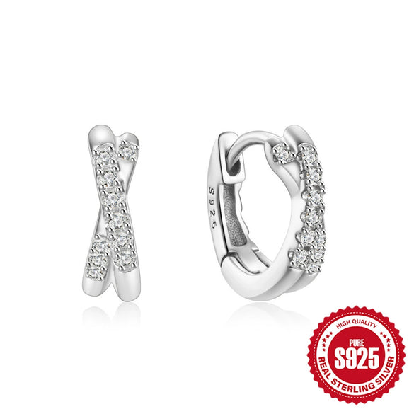 Wholesale S925 Sterling Silver Hollow Geometric Double Layer Cross Water Drop Heart Shaped Inlaid Zircon Earrings For Women