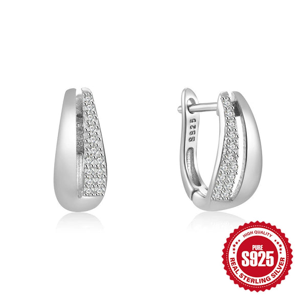 Wholesale S925 Sterling Silver Hollow Geometric Double Layer Cross Water Drop Heart Shaped Inlaid Zircon Earrings For Women