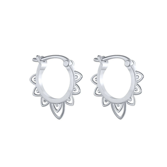 Wholesale S925 Sterling Silver Hollow Geometric Pattern Earrings With Creative Ear Buckle And Electroplating Treatment For Women