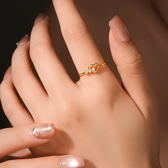 Wholesale S925 Sterling Silver Hollow Heart Ring With Electroplating Geometric Design For Women And Unisex