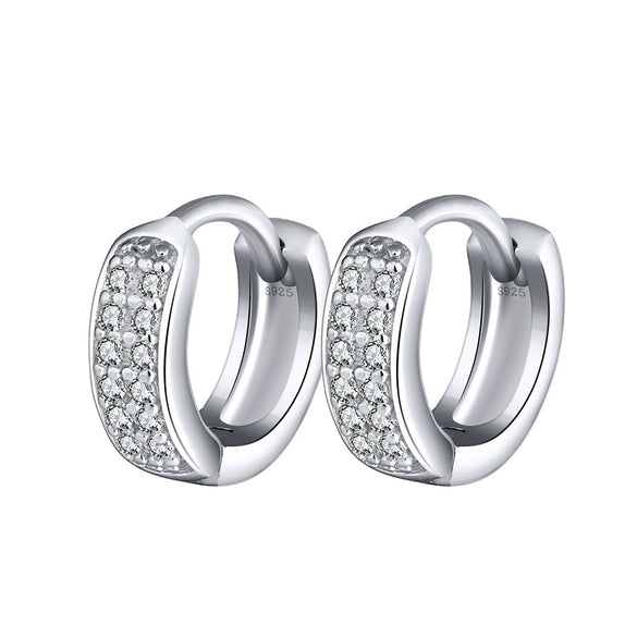Wholesale S925 Sterling Silver Hollow Zircon Earrings With Geometric Design And Electroplating