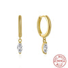 Wholesale S925 Sterling Silver Hoop Earrings With Geometric Design And Electroplating And Real Gold Plating For Women