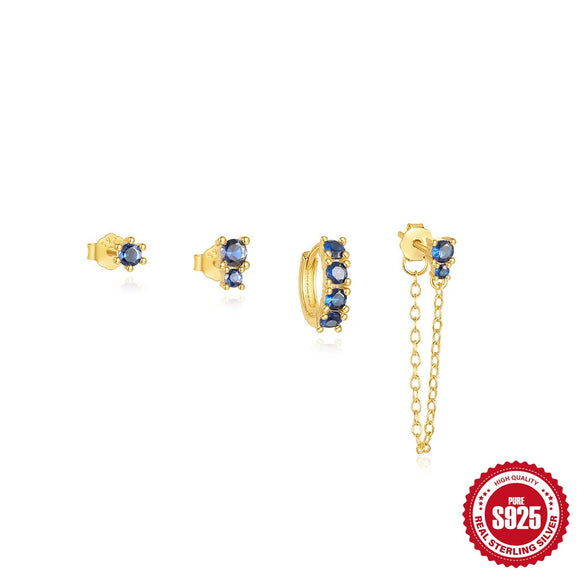 Wholesale S925 Sterling Silver Horse Eye Diamond Foundation Earrings 4Piece Set With Geometric Style And Electroplating Treatment