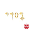 Wholesale S925 Sterling Silver Horse Eye Diamond Foundation Earrings 4Piece Set With Geometric Style And Electroplating Treatment