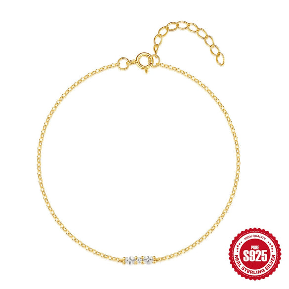 Wholesale S925 Sterling Silver Horse Eye Stitching Zircon Geometric Minimalist Women's Fashion Bracelet With Real Gold Plating Electroplating Treatment