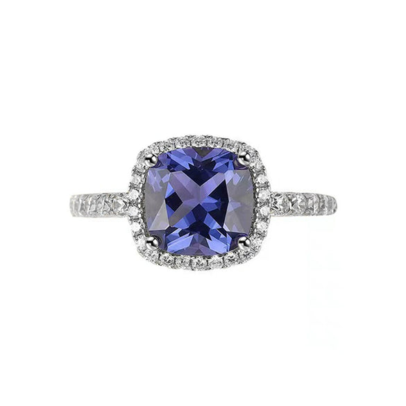 Wholesale S925 Sterling Silver Ice Flower Cut Geometric Square Ring With High Carbon Diamond For Women Electroplated