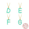 Wholesale S925 Sterling Silver Initial Letter Necklace With High End Natural Turquoise O Chain Electroplated
