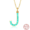 Wholesale S925 Sterling Silver Initial Letter Necklace With High End Natural Turquoise O Chain Electroplated
