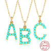 Wholesale S925 Sterling Silver Initial Letter Necklace With High End Natural Turquoise O Chain Electroplated