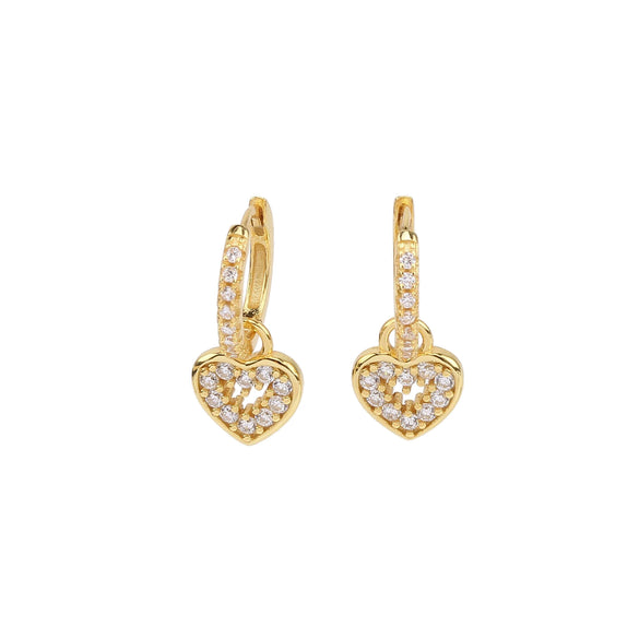 Wholesale S925 Sterling Silver Inlaid Color Zircon Heartshaped Sweet Style Women's Love Earrings