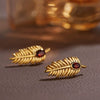 Wholesale S925 Sterling Silver Inlaid Natural Diopside Garnet Color Feather And Leaves Design Women's Earrings