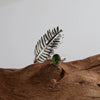 Wholesale S925 Sterling Silver Inlaid Natural Diopside Garnet Color Feather And Leaves Design Women's Earrings
