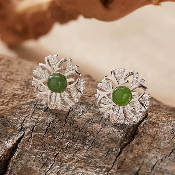 Wholesale S925 Sterling Silver Inlaid Natural Pearl Flower Leaf Design Earrings