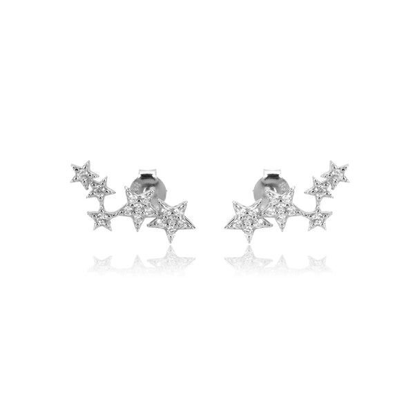 Wholesale S925 Sterling Silver Inlaid Star Earrings For Women Electroplated Platinum Or 18K Gold Minimalist Style