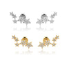 Wholesale S925 Sterling Silver Inlaid Star Earrings For Women Electroplated Platinum Or 18K Gold Minimalist Style