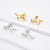 Wholesale S925 Sterling Silver Inlaid Star Earrings For Women Electroplated Platinum Or 18K Gold Minimalist Style