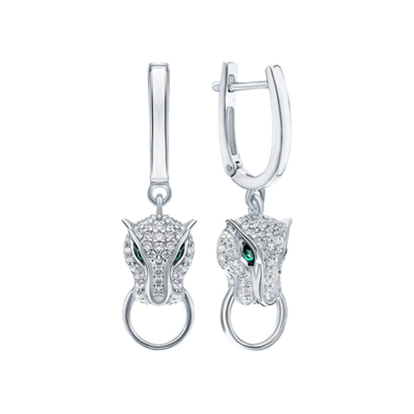Wholesale S925 Sterling Silver Inlaid Zircon Cheetah Earrings With Electroplating Retro Gorgeous Style For Women