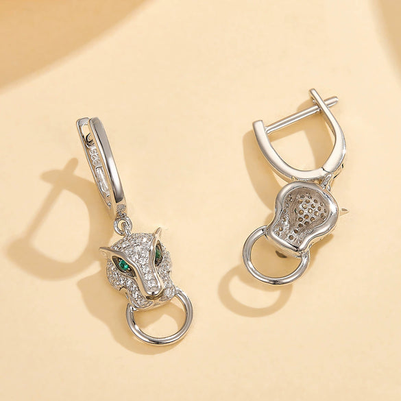 Wholesale S925 Sterling Silver Inlaid Zircon Cheetah Earrings With Electroplating Retro Gorgeous Style For Women