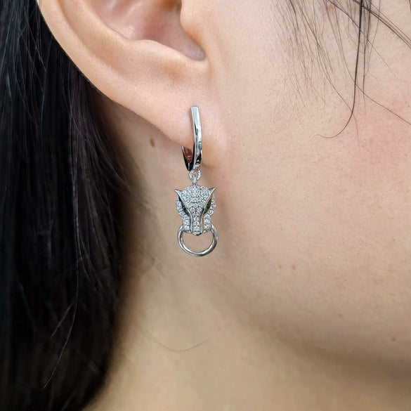 Wholesale S925 Sterling Silver Inlaid Zircon Cheetah Earrings With Electroplating Retro Gorgeous Style For Women