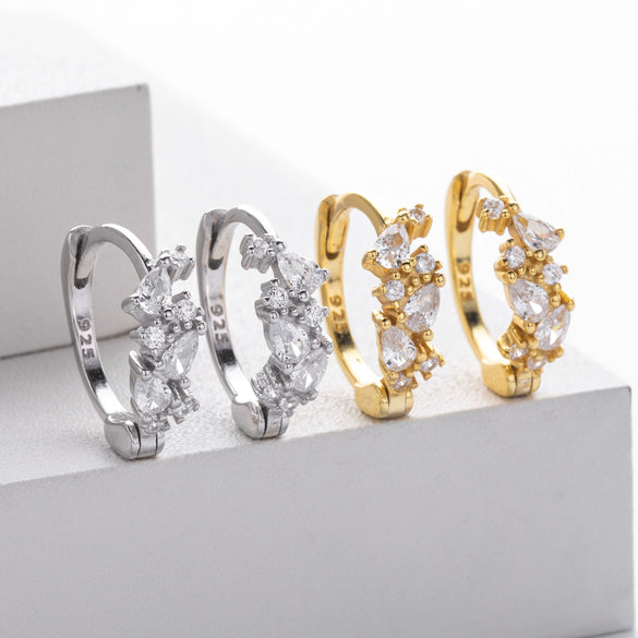 Wholesale S925 Sterling Silver Inlaid Zircon Drop Shape Allmatch Women's Earrings