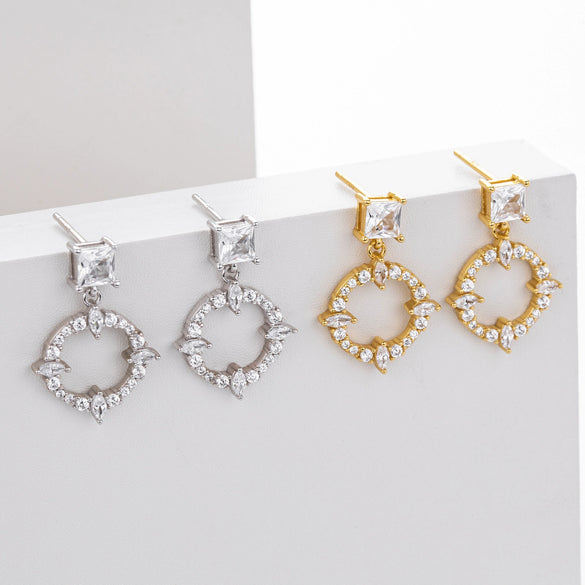 Wholesale S925 Sterling Silver Inlaid Zircon Earrings French Fashion Style