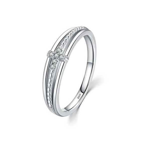 Wholesale S925 Sterling Silver Inlaid Zircon Geometric Light Luxury Simulation Diamond All Match Women's Ring Jewelry