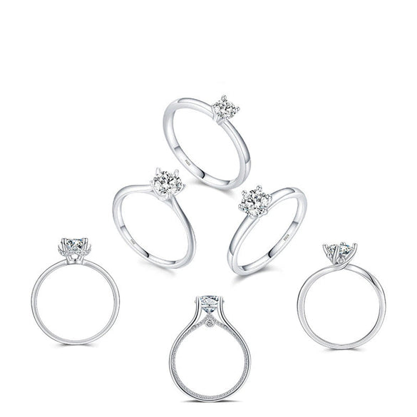 Wholesale S925 Sterling Silver Inlaid Zircon Geometric Light Luxury Simulation Diamond All Match Women's Ring Jewelry