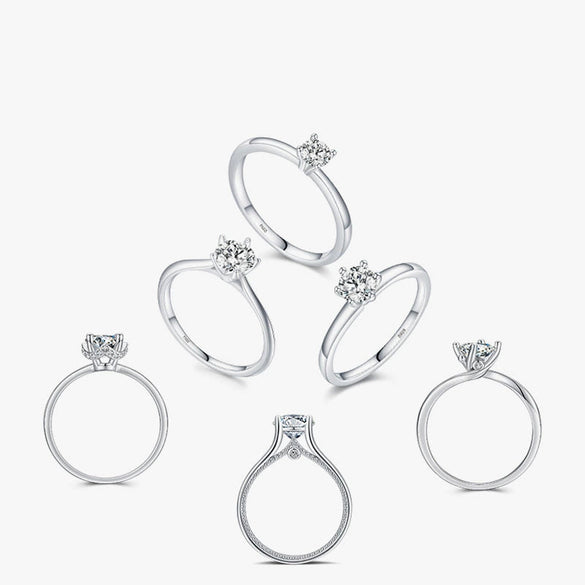 Wholesale S925 Sterling Silver Inlaid Zircon Geometric Light Luxury Simulation Diamond All Match Women's Ring Jewelry