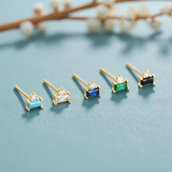 Wholesale S925 Sterling Silver Inlaid Zircon Geometric Minimalist Earrings