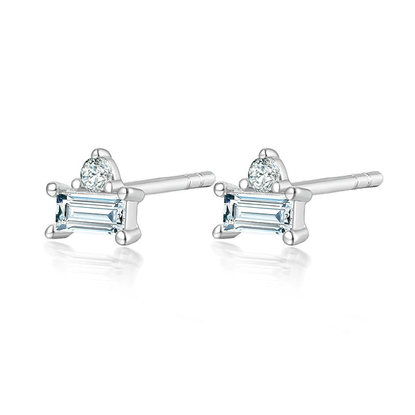 Wholesale S925 Sterling Silver Inlaid Zircon Geometric Minimalist Earrings