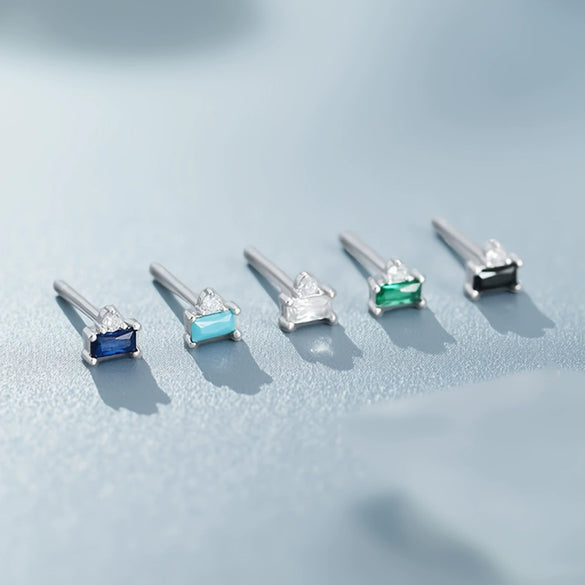 Wholesale S925 Sterling Silver Inlaid Zircon Geometric Minimalist Earrings