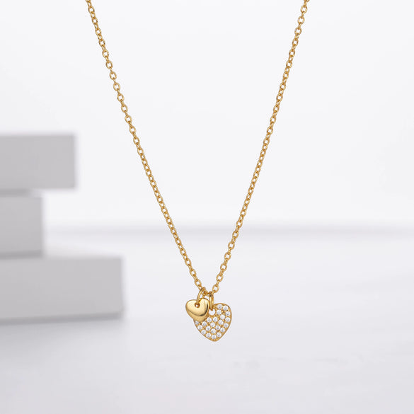 Wholesale S925 Sterling Silver Inlaid Zircon Heart Clavicle Chain For Women