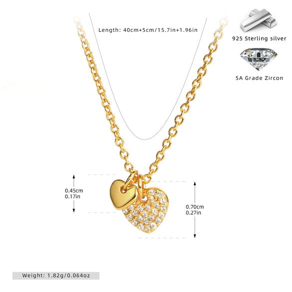 Wholesale S925 Sterling Silver Inlaid Zircon Heart Clavicle Chain For Women