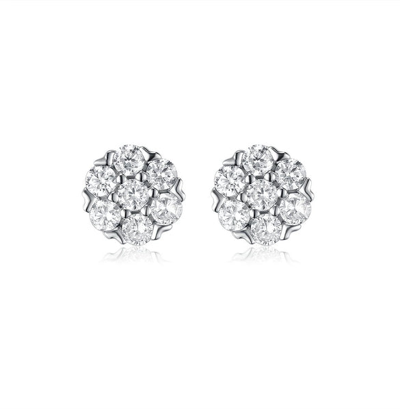 Wholesale S925 Sterling Silver Inlaid Zircon Hexagonal Earrings With Elegant Charm And Advanced Sense For Women